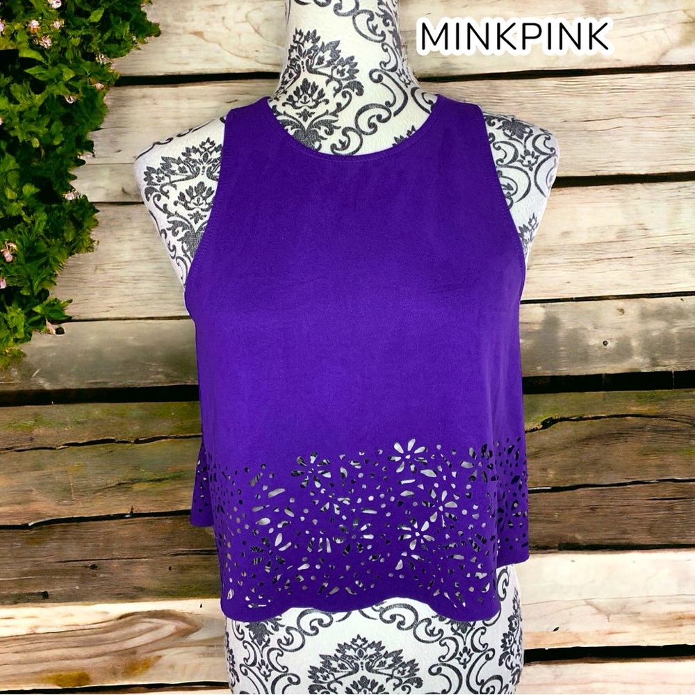 MINKPINK Super soft crop purple tank- XS